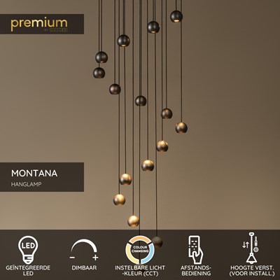 Lucide MONTANA - Hanglamp - LED Dimb. - CCT - 16x5,7W 2700K/4000K - Geschikt voor vide en hoge plafonds - Koffie | Premium